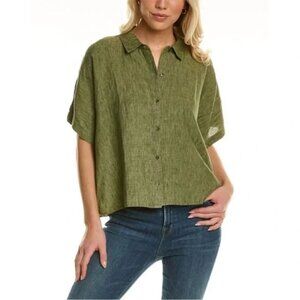 Eileen Fisher Washed Organic Linen Short-Sleeve Shirt